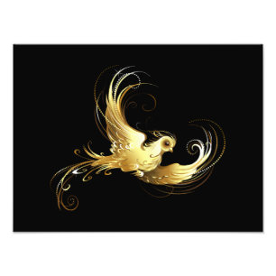 Impression Photo Oiseau d'or sur Arrière - plan noir