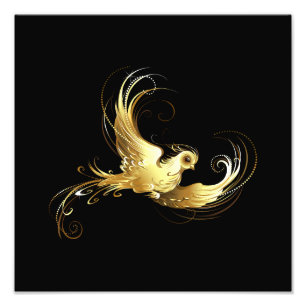 Impression Photo Oiseau d'or sur Arrière - plan noir