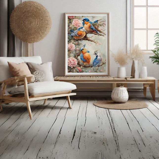 Impression Photo Oiseaux aux fleurs (Birds with Flowers Photo Print)