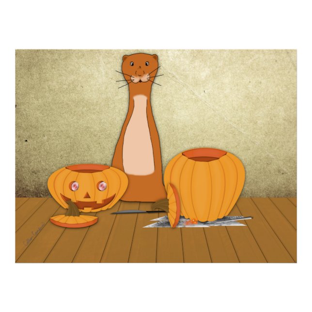 Impression Photo Oliver La Loutre Sculpte Une Citrouille  (Devant)