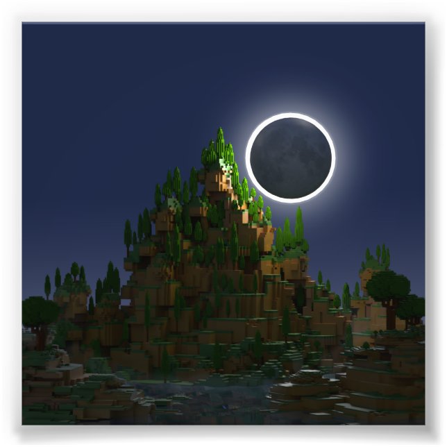 Impression Photo Ombre de la lune basse Poly Voxel Art (Devant)