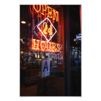 Open 24 Heures Neon Diner Sign New York City NYC