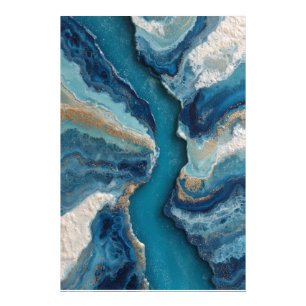 Impression Photo Or abstrait océan filon or bleu profond