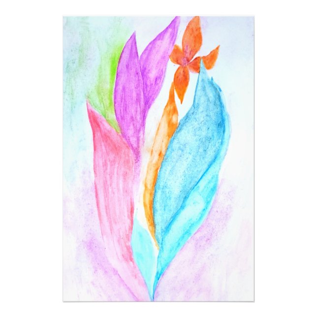 Impression Photo Orange Violet rose et vert Fleur Abstrait (Devant)