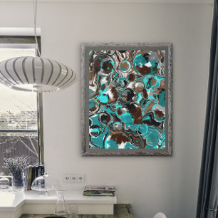 Impression Photo Orbite Brown, turquoise et marbre noir