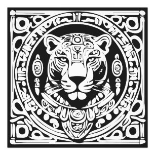 Impression Photo Otorongo Jaguar de style Inka et Maya ancien