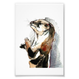 Impression Photo Otter de dessin artistique  Cadeaux de loutre mou