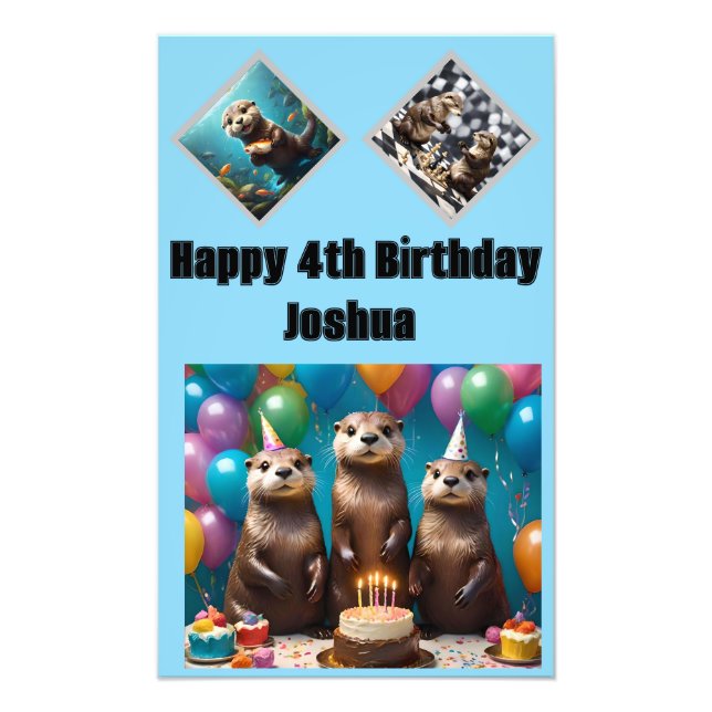 Impression Photo Otter Triplets Anniversaire, (Devant)