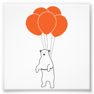 Impression Photo Ours blanc volant avec des ballons