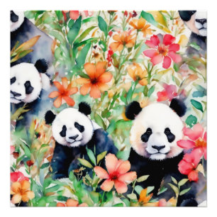 Impression Photo Ours de panda aquarelle