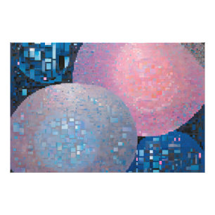Impression Photo Ovales opulents : Tons de bleu et de rose en Abstr