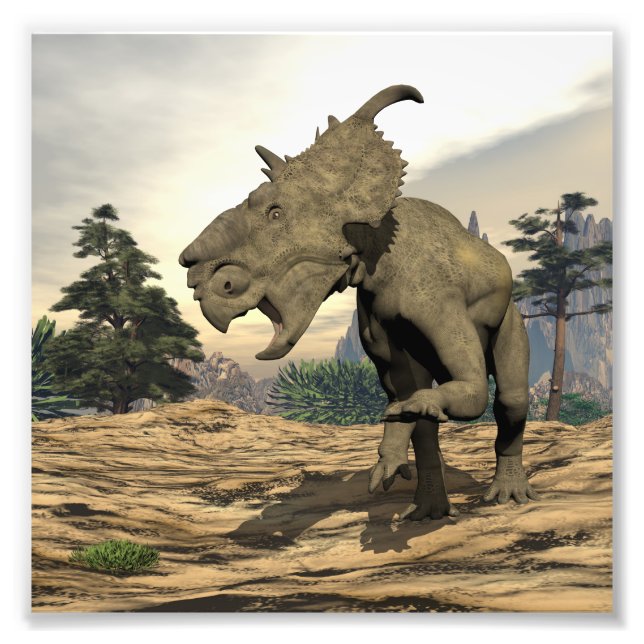 Impression Photo Pachyrhinosaurus dinosaure rugissement - rendu 3D (Devant)