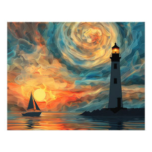 Impression Photo Paint Paint Sunset Lighthouse