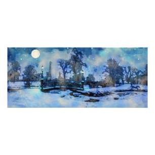Impression Photo Painting of winter night in city park