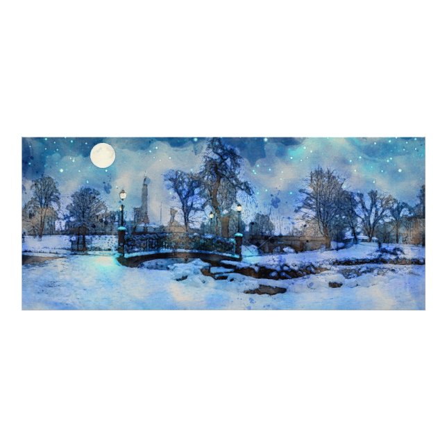 Impression Photo Painting of winter night in city park (Devant)