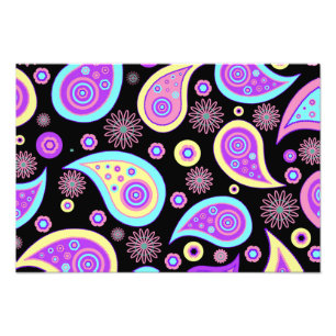 Impression Photo Paisley perse orientale - Rose violet bleu