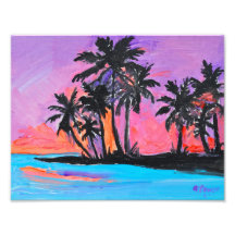 Palmiers Tropicaux au Coucher du Soleil Silhouette
