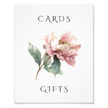 Pancarte de cartes de mariage et cadeaux Fleur de 