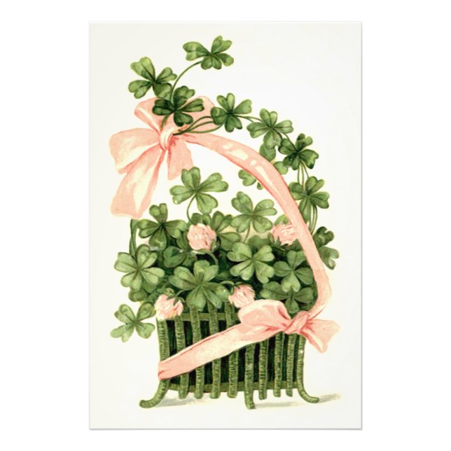 Impression Photo Panier Pink Ribbon Shamrock Quatre feuilles Clover (Devant)