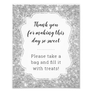 Impression Photo Panneau Baby shower Buffet Bonbons Argent