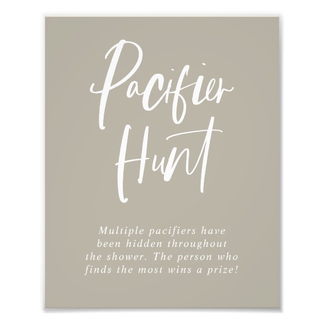 Impression Photo Panneau Baby shower de chasse de la calligraphie g (Devant)
