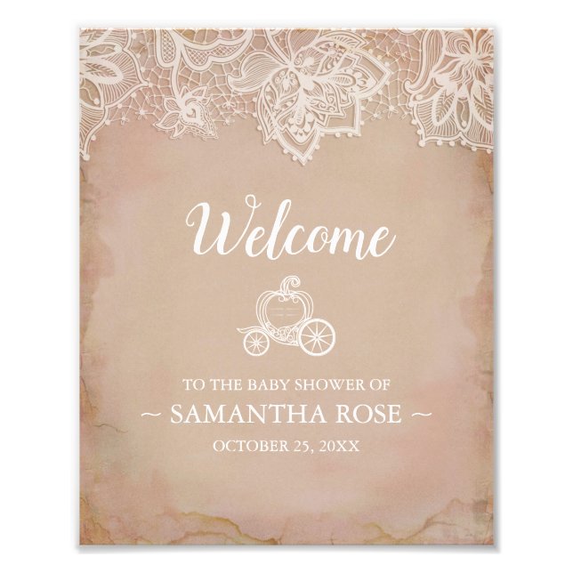 Impression Photo Panneau baby shower, rose Vintage (Devant)