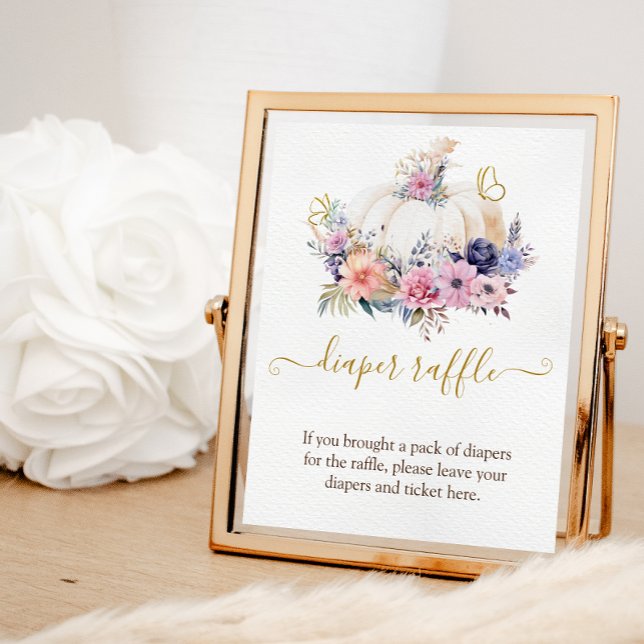 Impression Photo Panneau citrouille Baby shower Floral Déchets Jeu (Créateur téléchargé)