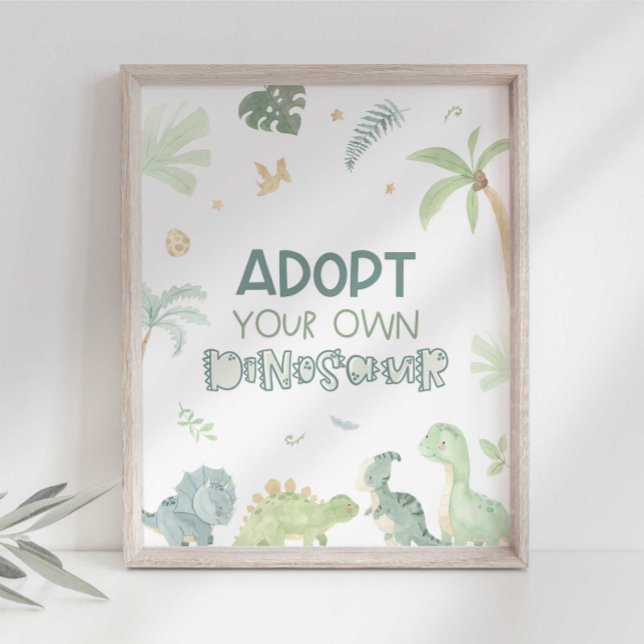 Impression Photo Panneau d'anniversaire Adopté Votre Propre Dinosau (Créateur téléchargé)