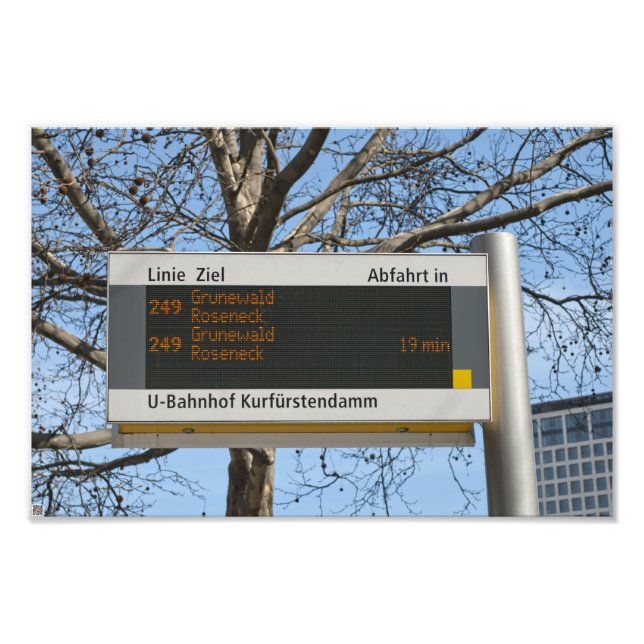 Impression Photo Panneau d'arrêt de bus à Berlin (Devant)
