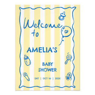 Impression Photo Panneau de bienvenue Bébé Ciao bleu italien jaune