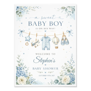 Impression Photo Panneau de bienvenue pour Baby Shower pour garçon