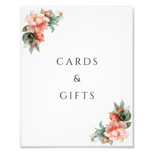 Impression Photo Panneau de Cartes & Cadeaux Corail Pivoine Rose Pâ