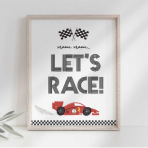 Impression Photo Panneau de fête de course Let's Race