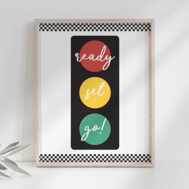 Impression Photo Panneau de fête de voiture de course Ready Set Go (Créateur téléchargé)