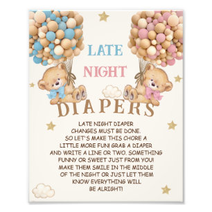 Impression Photo Panneau de jeu pour Baby Shower : Couches de nuit 