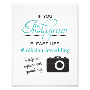 Impression Photo Panneau de l'affiche Mariage Instagram - Aqua Blue