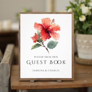 Impression Photo Panneau de livre d'or de mariage à fleur d'hibiscu