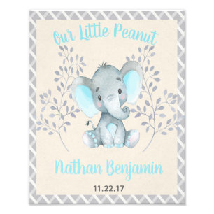 Impression Photo Panneau de nurserie pour bébé garçon éléphant