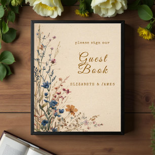 Impression Photo Panneau du livre d'hôtes Fleur sauvage Boho rustiq