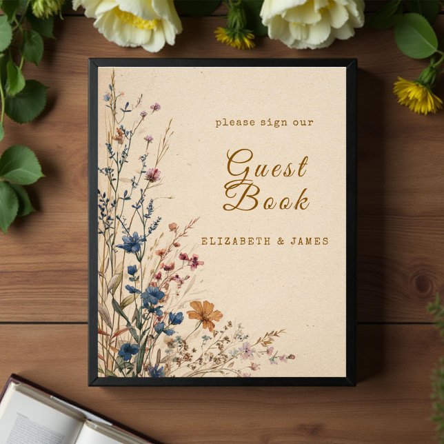Impression Photo Panneau du livre d'hôtes Fleur sauvage Boho rustiq (Créateur téléchargé)