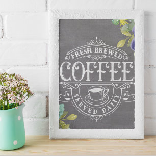 Impression Photo Panneau Rustique Floral Chalkboard frais brassé