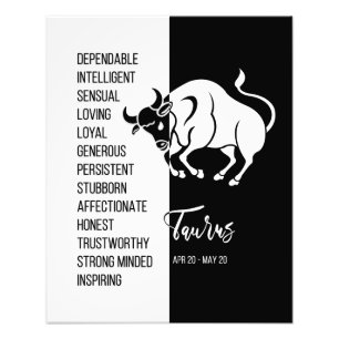 Impression Photo Panneau Taurus Zodiac, noir et blanc