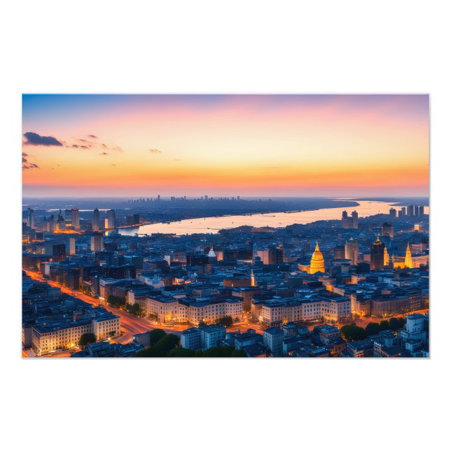 Impression Photo Panorama de la ville au coucher du soleil (Devant)