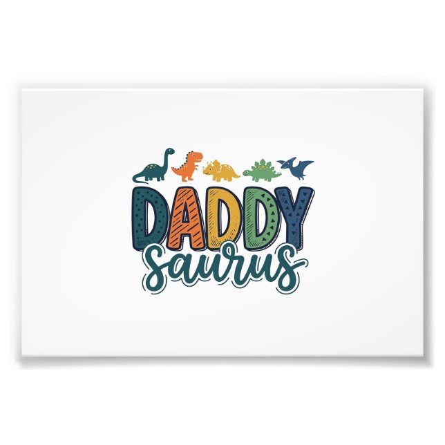 Impression Photo Papa Saurus Mignon Papa Dinosaure Conception Vecto (Devant)