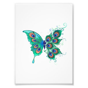 Impression Photo Papillon aux plumes de paon vert