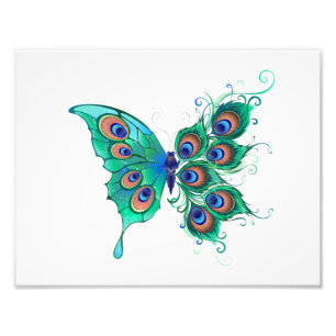 Impression Photo Papillon aux plumes de paon vert