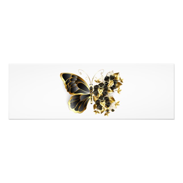 Impression Photo Papillon Fleur d'Or avec Orchidée Noire (Devant)