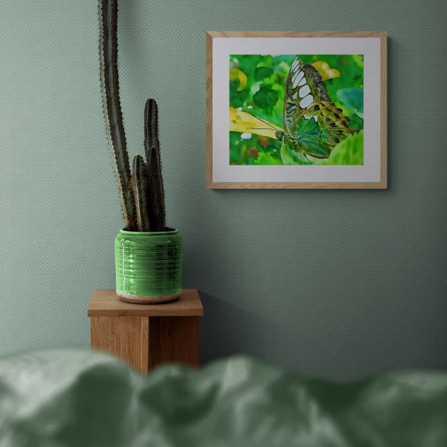 Impression Photo Papillon Malachite sur feuille verte (Créateur téléchargé)