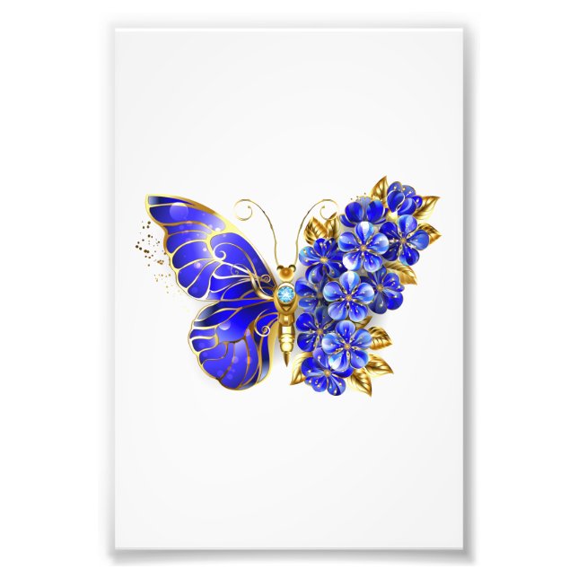 Impression Photo Papillon Saphir Fleur (Devant)