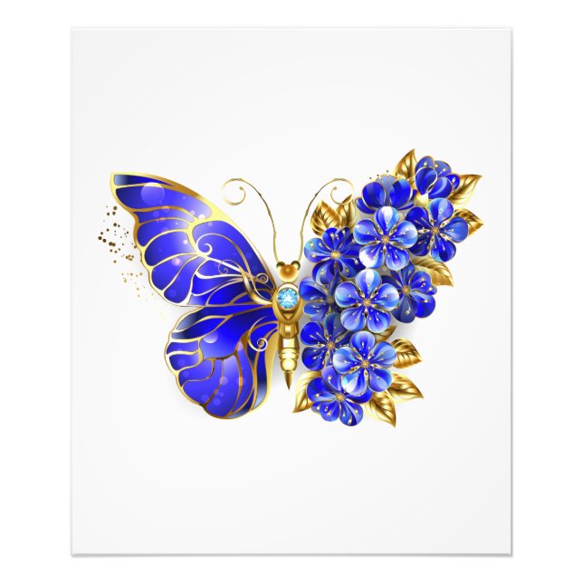 Impression Photo Papillon Saphir Fleur (Devant)